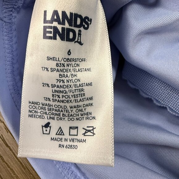 Lands End Women's High Neck Racerback Midkini Top 'Clear Blue Sky' Size 6 Summer - Picture 5 of 9